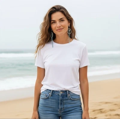 Pendientes de aro Free People Western Bohemian con cuentas plata azul precio de venta sugerido por el fabricante 48 USD Foto 1 de 3