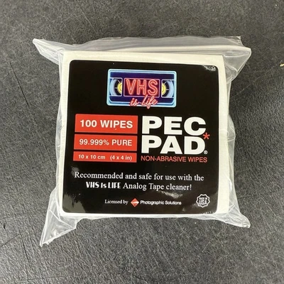 100ct Pack PEC-PAD Cleaning Pads for VHS Betamax Mold Cleaner Removal System - Image 1 of 4