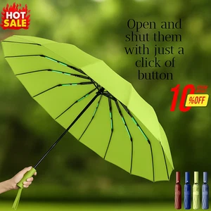 24 Ribs Automatic Open Umbrella Close Travel Windproof Compact Strong Folding UK - Picture 1 of 7