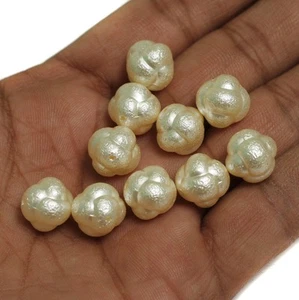 Cuentas de acrílico recubiertas de perlas blancas apagadas de 13x12 mm 20 piezas - Imagen 1 de 9