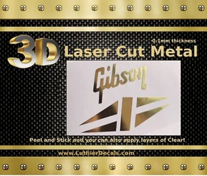 Gibson Guitar Decal 3d metal Headstock Restoration Sticker Logo m5 - Picture 1 of 8