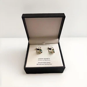 STERLING SILVER Genuine Blue Topaz  And Diamond Earrings  . AUTH Made USA! - Picture 1 of 3