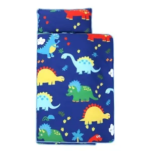 Dinosaurs Toddler Nap Mat w Pillow & Blanket Kids Sleeping Bag Preschool Daycare - Picture 1 of 10