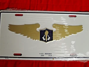 Military Aviation Wings 3D Embossed Aluminum Car Tag - NEW Salesman Sample - Picture 1 of 3