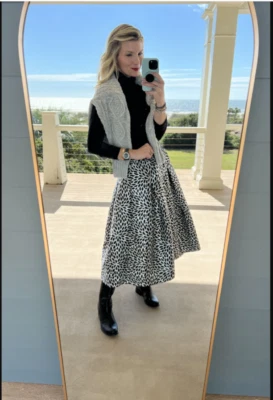 Falda BURU Mujer Grande Negra Plata Brocado Floral Polly Fiesta Midi Foto 1 de 4