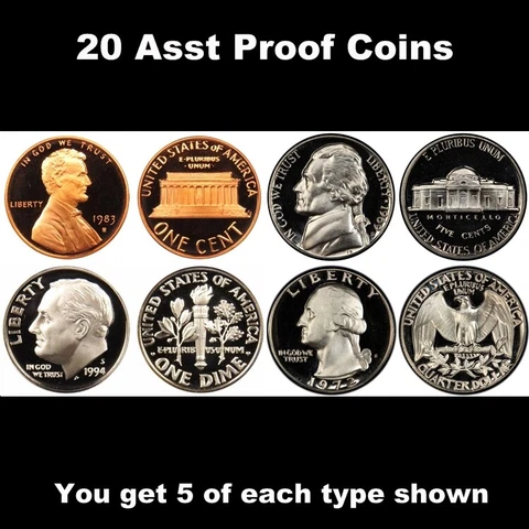 Lot of 20 Assorted Gem Proof Coins ~ Uncirculated Coin Collection Cover