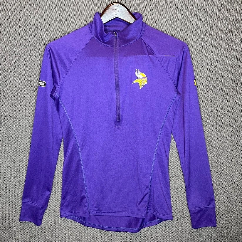 安德玛运动衫女式小号紫色套衫拉链1/4明尼苏达维京人  — 第 1/4 张图片