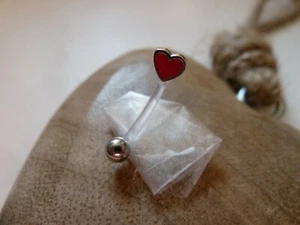 PIERCING Brust Nippel Augenbraue - Edelstahl Bioplast  - kleines HERZ pink - Bild 1 von 4
