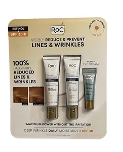 Roc Deep Wrinkle Daily Moisturizer w/Retinol 2 Qty Bonus Eye Cream Sealed NIB - Picture 1 of 3