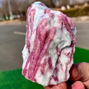 194g Natürlicher Rosa Turmalin Quarz Kristall Mineral Präparat Geistige Heilung - Bild 1 von 19