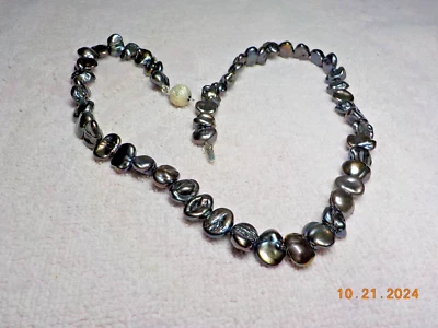 M & N 925 SIGNED MULTI COLOR IRREDESCENT BAROQUE KESHI PEARL STRAND 17 7/8" L - Image 1 of 4