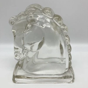Vintage Clear Glass Hollow Horse Head Bookend Statue Figure Retro (1 Item) - Picture 1 of 11