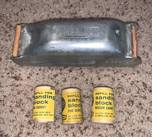 Vintage COMPANION Metal Sanding Block Made in USA With Three Refills Excellent - Picture 1 of 4