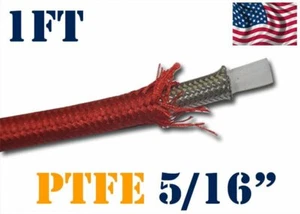 5/16" 8MM NYLON STAINLESS STEEL PTFE ETHANOL FUEL HOSE LINE 1FT RED - Picture 1 of 2