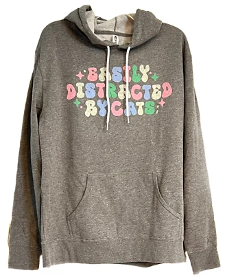Nueva sudadera con capucha gris Easy Distracted By Cats para mujer talla XL Foto 1 de 4
