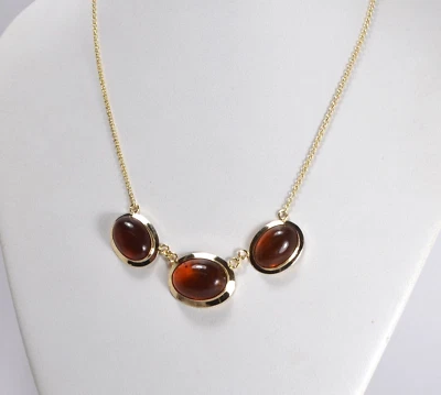 GIROCOLLO ARGENTO DORATO CON AMBRA  CABOCHON 20 E 18 mm 3 PEZZI        AGLN 0256 - Immagine 1 di 3