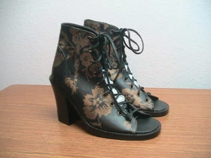 Womens 39 Shakuhachi 'Brocade' Black Gold Floral Open Toe Bootie, MSRP $320.00 - Picture 1 of 5
