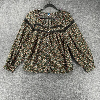 Blusa Old Navy Feminina M Floral Botão para Cima Camponesa Cottagecore Boho Prairie - Imagem 1 de 4
