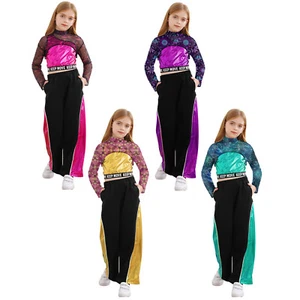 Girls Dancewear Jazz Dance Qutfit Sports Tracksuit Workout Sets Mock Neck 3Pcs - Picture 1 of 59