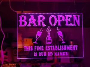 light up wine Bar Open LED Sign man woman cave pub garden home beer neon shed - Picture 1 of 10