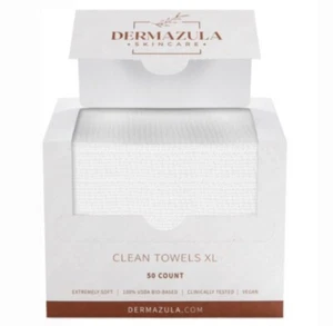 Dermazula Disposable Face Towels 50 CT Ultra Soft Facial Cloths Gentle Cleansing - Picture 1 of 12