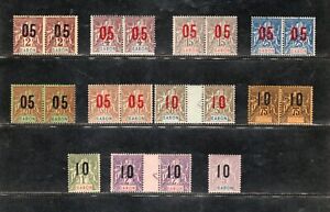 Gabon 1912 N/C surcharged mostly  in se-tenant pairs with both spacings #73b-84a