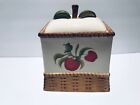 Apple Basket Cookie Biscuit Jar Canister W Lid Woven Base 65X 75 Vtg Alco