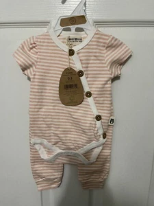 Rabbit+Bear Organic Cotton 2-Piece Baby Girl Pink White Striped Pant Set 0-3M - Picture 1 of 4