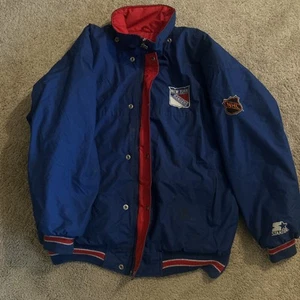Vintage Starter New York Rangers NHL Puffer Full Zip Jacke Herren L Mehrfarbig - Bild 1 von 14