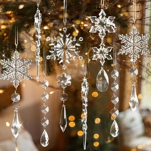 18 Piezas Adornos de Navidad de Cristal para Decoraciones de Árboles-Copo de Nieve Acrílico Colgante - Imagen 1 de 9