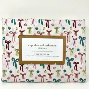 Cupcakes und Kaschmir Weihnachten Schleifen Ornamente komplettes Laken Set 4 Stück - Bild 1 von 3