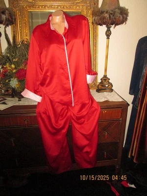 Conjunto de pijama Valerie Stevens novo em folha com etiquetas tamanho XL acabamento rosa vermelho lingerie - Imagem 1 de 4