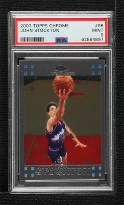 2007-08 Topps Chrome John Stockton #98 PSA 9 MINT HOF - Image 1 of 2