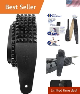 Perri's Leathers Black Studded Guitar Strap 41"-56" Custom - Picture 1 of 8
