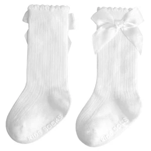 Baby Knee High Socks Girl Non Slip Toddler Stockings Cotton 0-6 Months White - Picture 1 of 7
