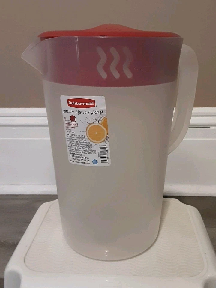 Rubbermaid Extra Durable 1 Gallon 3.8 Liter Pitcher Ice Guard Lid Lock #3063