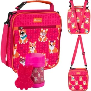Kids Lunch Kit- Insulated Convertible Bag, 13oz Food Jar, & Ice Pack- Pink Corgi - Picture 1 of 5