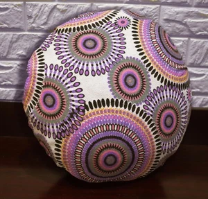 AF257n Lilac Pink Dot Cotton Canvas Round Cushion Cover/Pillow Case Custom Size - Picture 1 of 5