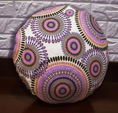 Funda de cojín/funda de almohada redonda de lona de algodón con puntos rosa lila AF257n tamaño personalizado Foto 1 de 4