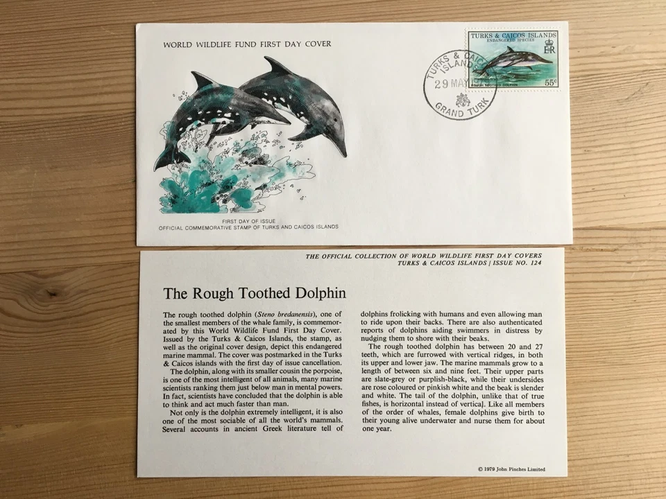 TURKS & CAICOS 1979 FDC WWF 124 ROUGH TOOTHED DOLPHIN - Image 1 of 1