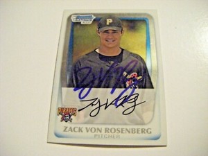 ZACK von ROSENBERG signed PIRATES 2011 Bowman Chrome baseball card AUTO #BCP193