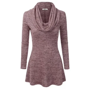 Women's Doublju Mauve Cowl Neck Long Sleeve Fitted Sweater Dress AWOSWL0180 Sz L - Bild 1 von 12