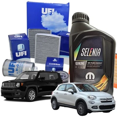 Kit Tagliando Ufi Jeep Renegade 500 X 1.6 2.0 Mjt 4 Filtri 5 Lt Selenia Wr 5w30