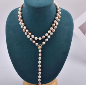 39" New Design AAA+ Multi-color South Sea Pearl Necklace 14k Gold P