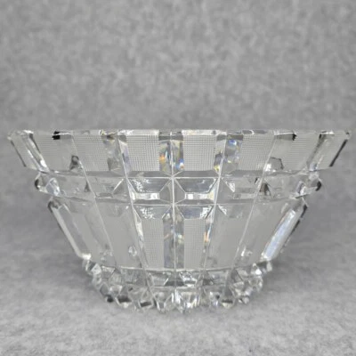 Vintage USSR Russian Centerpiece Hand Cut 24% Lead Crystal Hatch Panel Oval Bowl - Image 1 of 4