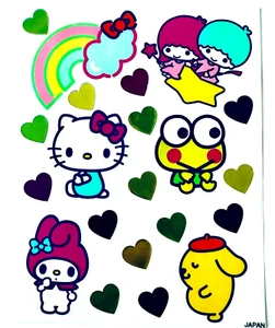 Sanrio HELLO KITTY RAINBOW HEART FRIENDS Sticker Decal Little Twin Stars KEROPPI - Picture 1 of 2