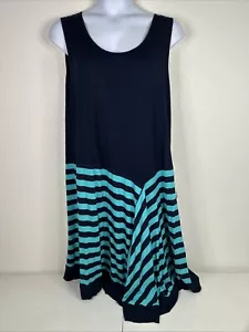 NWT Avenue Womens Plus Size 22/24 (2X) Blue Stripe Knee-Length Dress Sleeveless - Picture 1 of 7