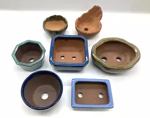 Japanese Bonsai Small Pots Glazed w2in~4.7in(5cm~12cm) Set of 7 From Japan - Picture 1 of 13