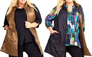 TS TAKING SHAPE plus size 24 (XL) Longline Reversible Puffer Vest NWT rrp$230! - Picture 1 of 7