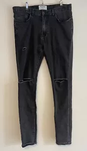 Nomadic Paradise Mens Jeans Size 34 Black Denim Distressed Streetwear Skinny Leg - Picture 1 of 13